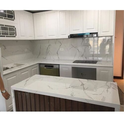 Đá bàn bếp nhân tạo Trắng vân to