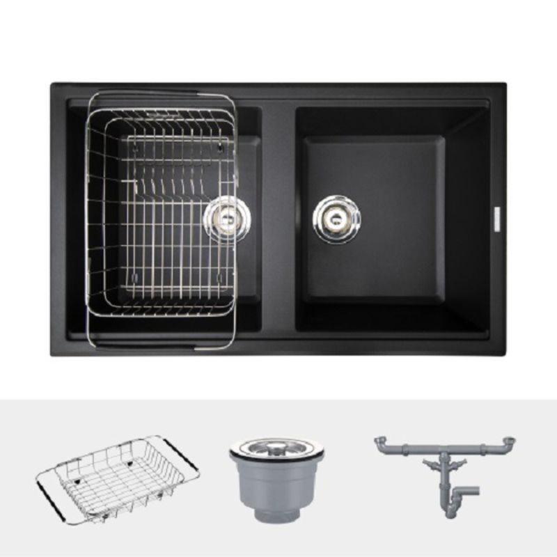 Chi tiết chậu rửa bát Konox Granite Sink Phoenix Smart 860 Black Chi tiết chậu rửa bát Konox Granite Sink Phoenix Smart 860 Black