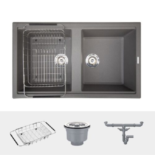 Chậu rửa bát Konox Granite Sink Phoenix Smart 860 Grey 5 Chi tiết chậu rửa bát Konox Granite Sink Phoenix Smart 860 Grey