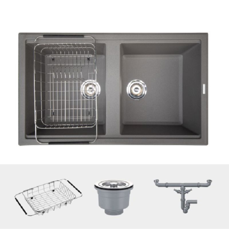 Chi tiết chậu rửa bát Konox Granite Sink Phoenix Smart 860 Grey Chi tiết chậu rửa bát Konox Granite Sink Phoenix Smart 860 Grey