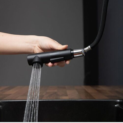 Ảnh vòi rửa bát nóng lạnh Kluger KLF0001B có dây rút