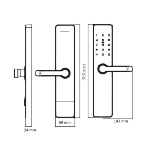 Kích thước khóa cửa vân tay Avolock AV-63-Grey