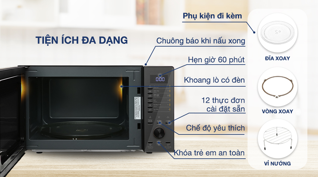 Tiện ích đa dạng và phụ kiện kèm theo