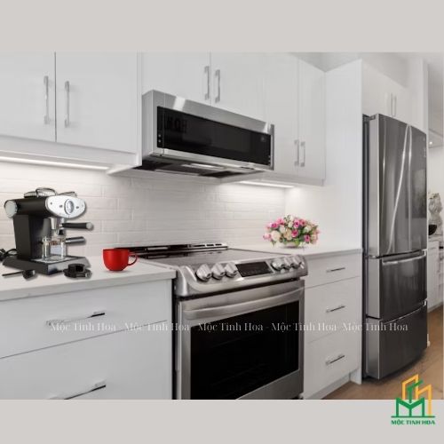 Mẫu tủ bếp Inox cánh Acrylic CA02 - Tủ bếp chữ I, hiện đại