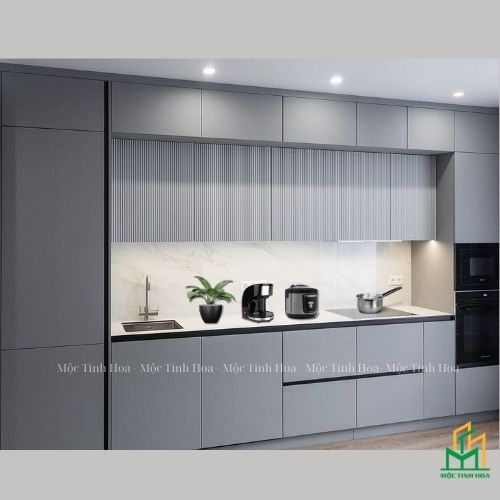 Mẫu tủ bếp nhựa cánh Acrylic TBNA02 - Tủ bếp chữ I, hiện đại
