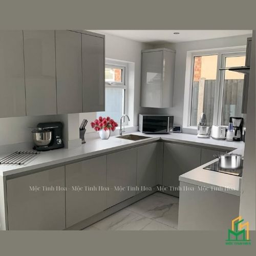 Mẫu tủ bếp nhựa cánh Acrylic TBNA07 - Tủ bếp chữ U, hiện đại