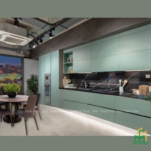 Tủ bếp gỗ An Cường AC01 - Tủ bếp chữ i, hiện đại