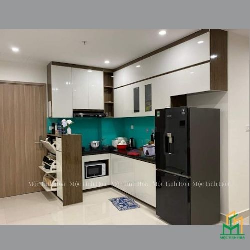 Tủ bếp gỗ An Cường AC07 - Tủ bếp chữ L, hiện đại