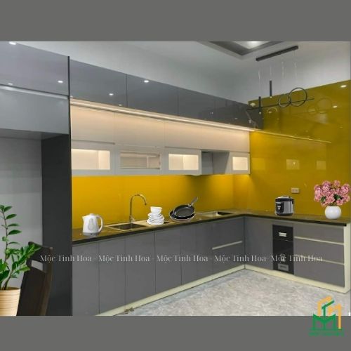 Tủ bếp gỗ An Cường AC11 - Tủ bếp chữ L, hiện đại