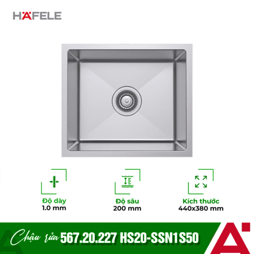 Chậu rửa bát inox Hafele HS20-SSN1S50 567.20.227