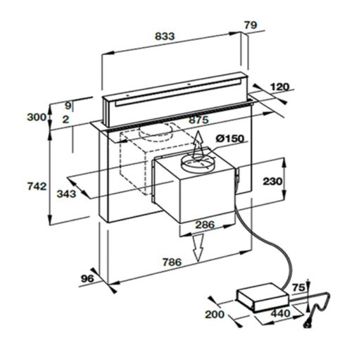 Kich thuoc may hut khu mui am ban hafele 539 81 065