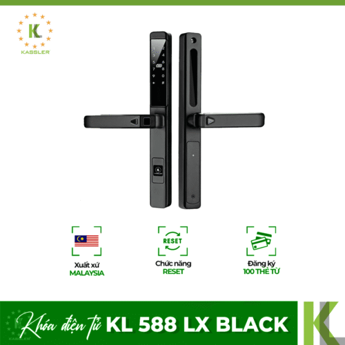 Khóa điện tử Kassler KL 588 LX Black/ Khóa cửa nhôm