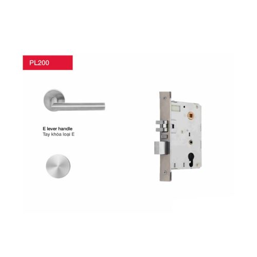 Khóa khách sạn Hafele tay E màu inox DINR PL200 912.20.056