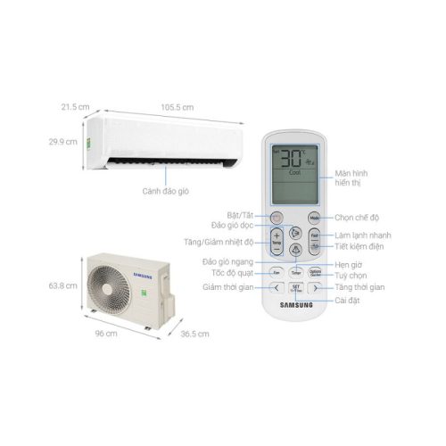 Máy lạnh Samsung AR24CYHAAWKNSV 5 kich thuoc may lanh samsung ar24cyhaawknsv ar24cyhaawkxsv